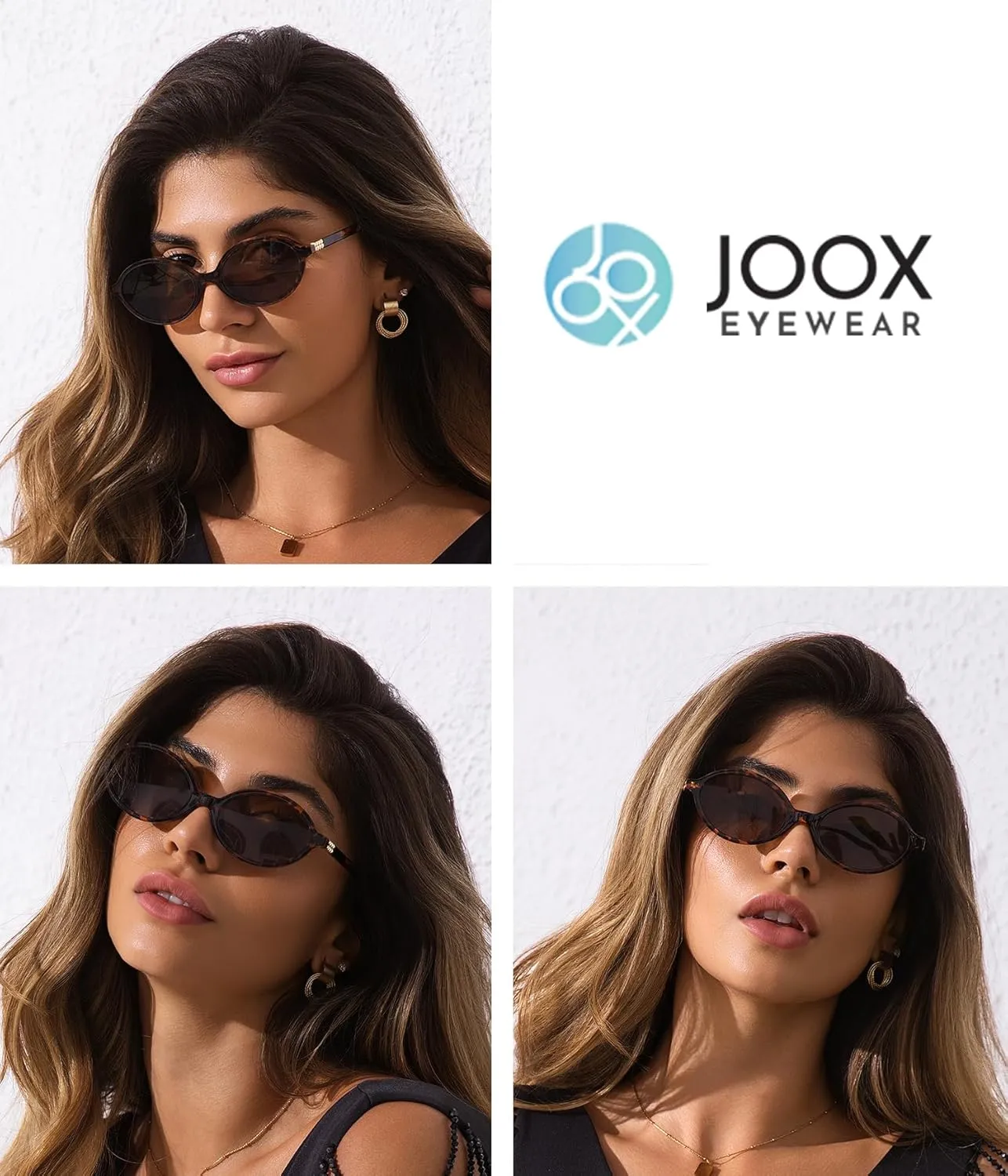 JOOX Retro Oval Sunglasses for Women Trendy Round Sun Glasses 90s Vintage Shades UV400 Protection
