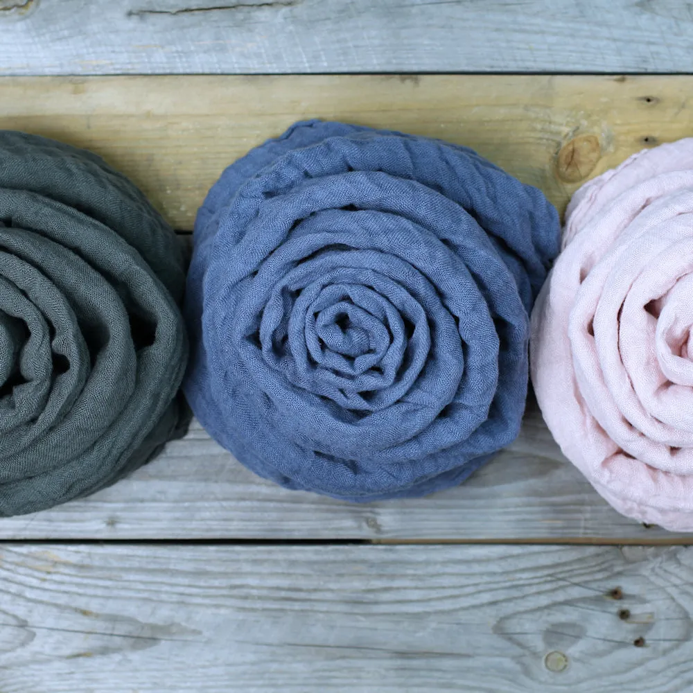Linen Scarf - Stonewashed - Denim Blue Gauze - Thin Linen
