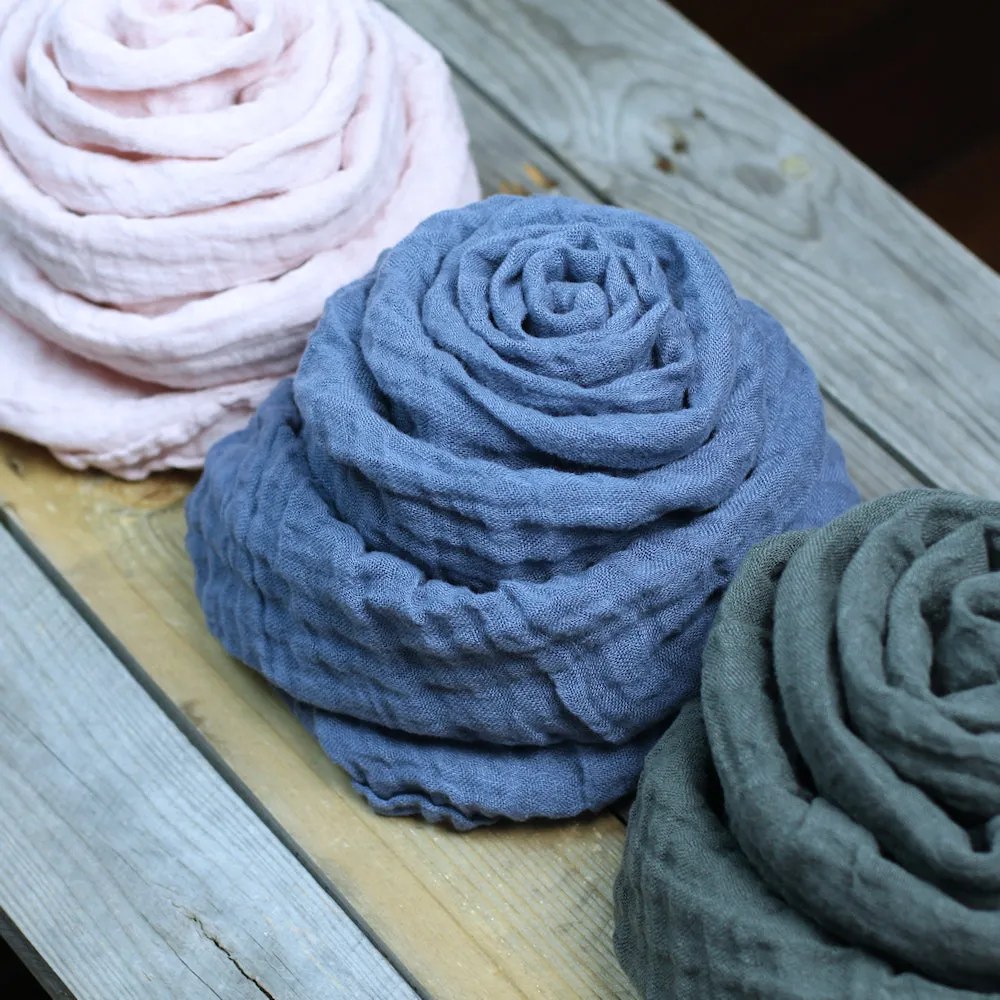 Linen Scarf - Stonewashed - Denim Blue Gauze - Thin Linen