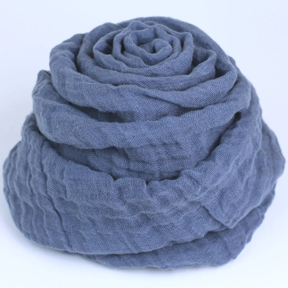 Linen Scarf - Stonewashed - Denim Blue Gauze - Thin Linen
