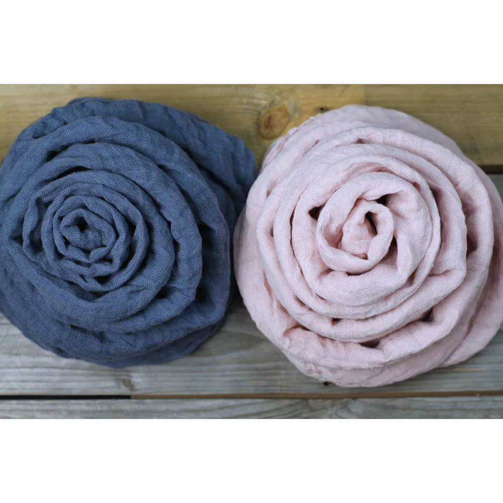 Linen Scarf - Stonewashed - Denim Blue Gauze - Thin Linen