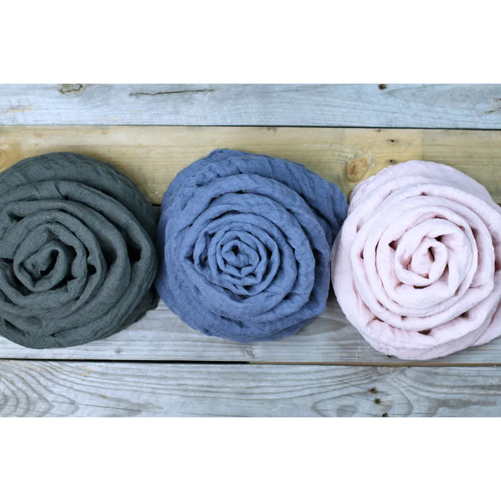 Linen Scarf - Stonewashed - Denim Blue Gauze - Thin Linen