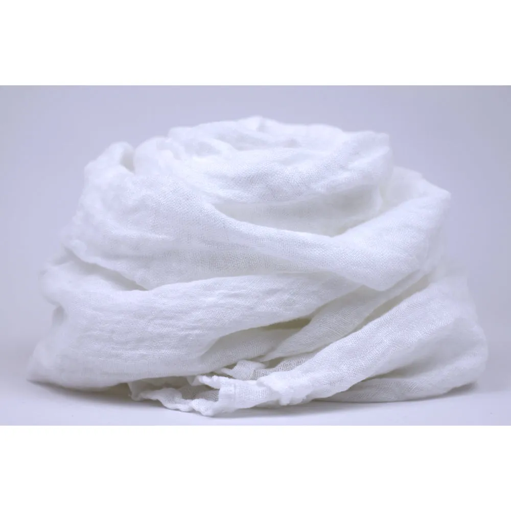 Linen Scarf - Stonewashed - White Gauze - Thin Linen