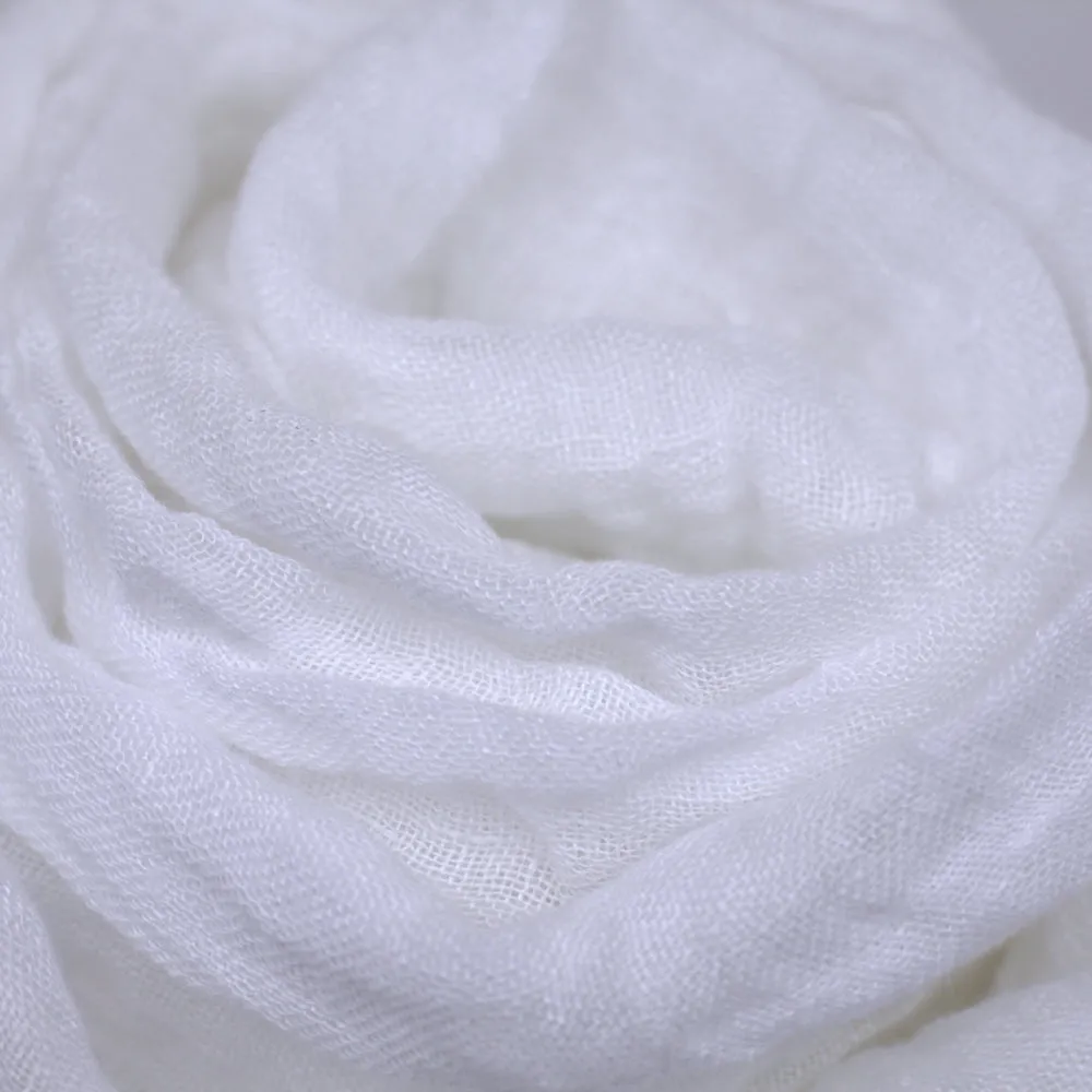 Linen Scarf - Stonewashed - White Gauze - Thin Linen