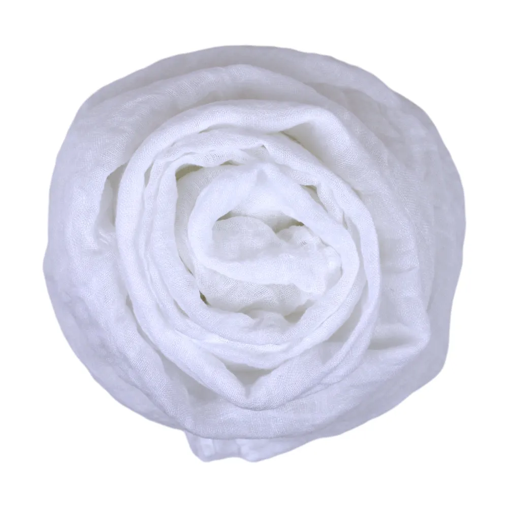 Linen Scarf - Stonewashed - White Gauze - Thin Linen