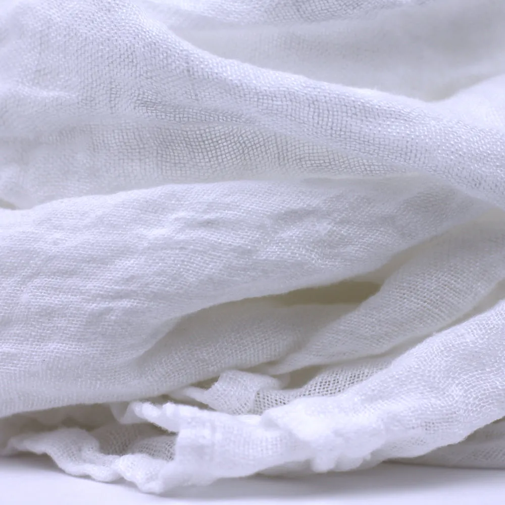 Linen Scarf - Stonewashed - White Gauze - Thin Linen