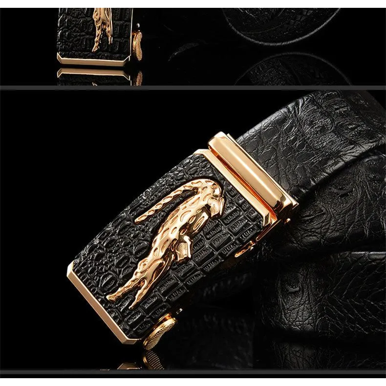 LuxeGator Exotic Croc Pattern Leather Alligator Belt