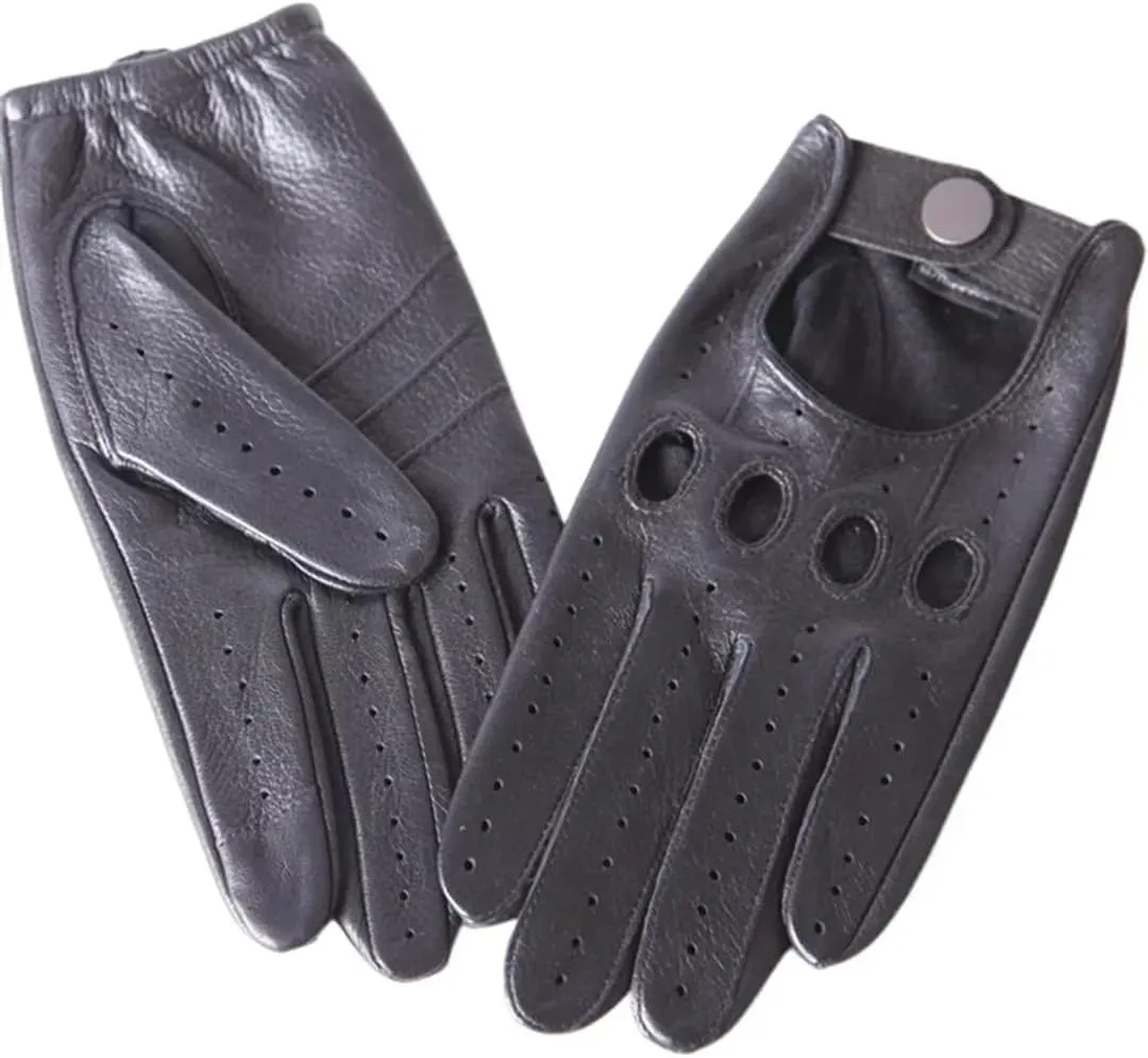 Men Breathable Real Deerskin Driving Leather Gloves Touchscreen Unlined Deerskin Gloves black XL