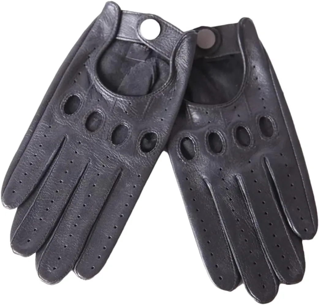 Men Breathable Real Deerskin Driving Leather Gloves Touchscreen Unlined Deerskin Gloves black XL