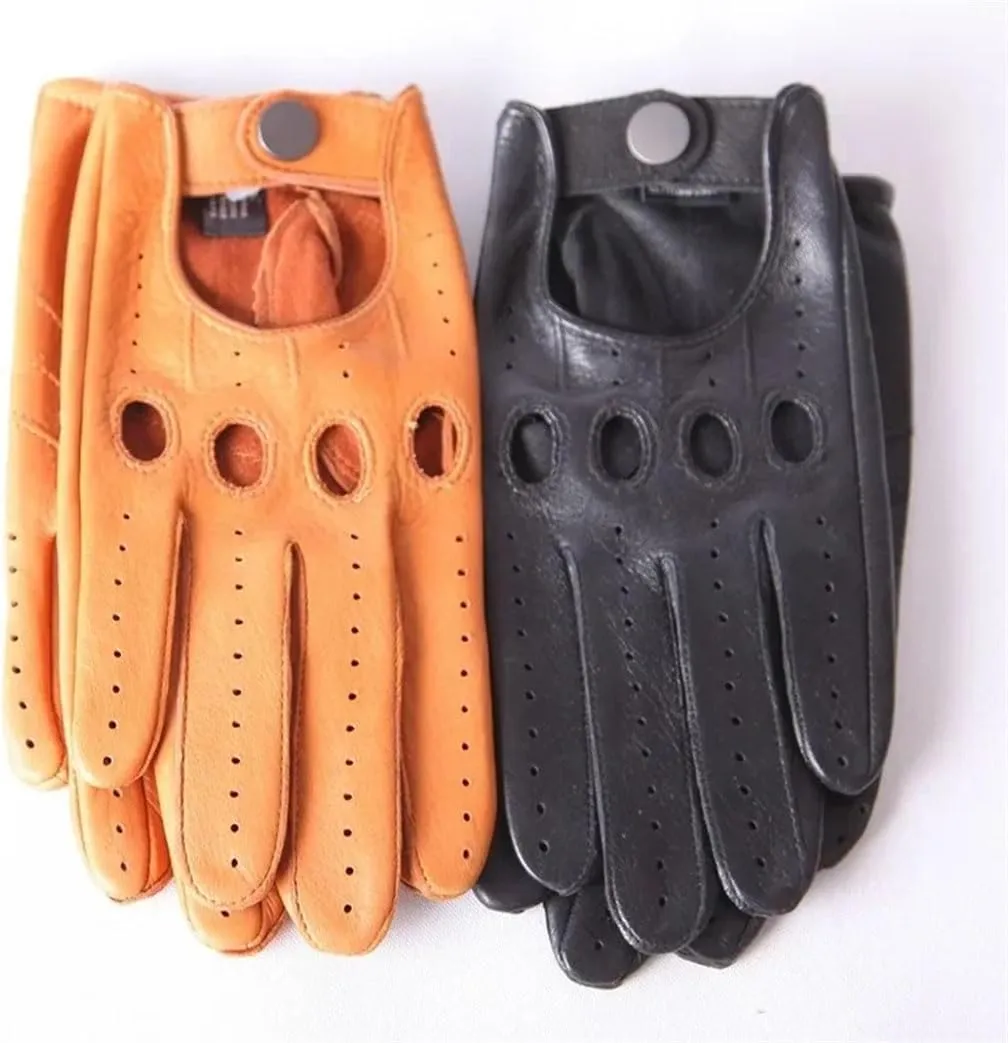 Men Breathable Real Deerskin Driving Leather Gloves Touchscreen Unlined Deerskin Gloves black XL