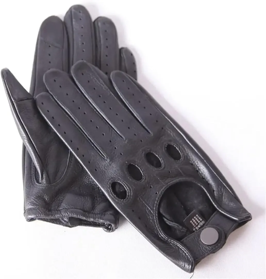Men Breathable Real Deerskin Driving Leather Gloves Touchscreen Unlined Deerskin Gloves black XL