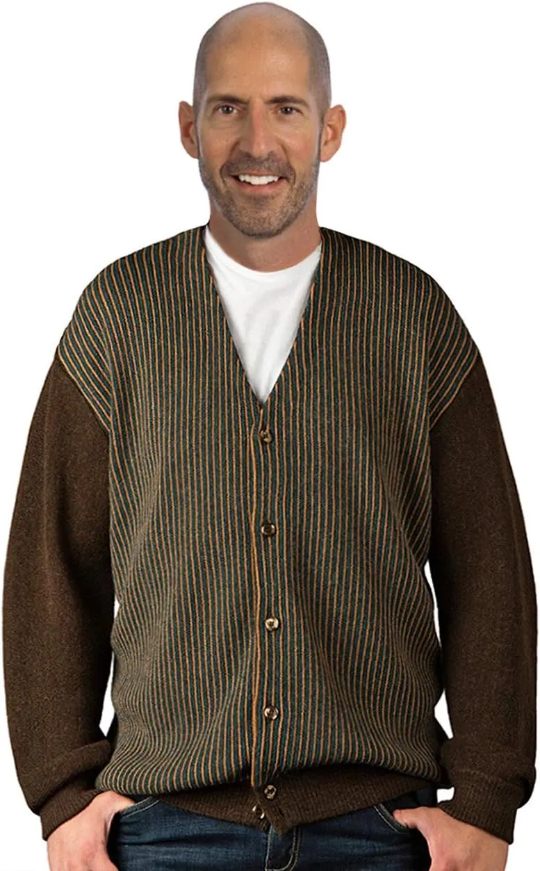 Men's Striped Classic Cool Button Down Cardigan Sweaters - 100% Alpaca Wool