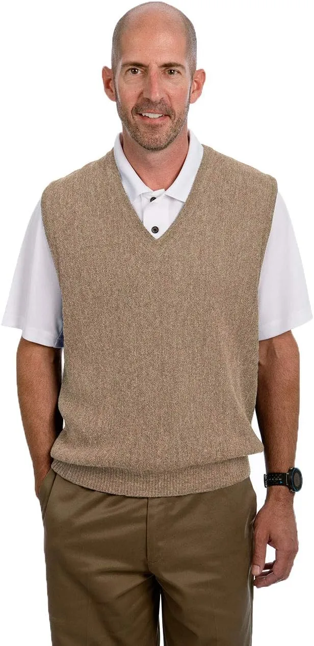 Men's V-Neck Links Sweater Vest - 100% Alpaca Wool
