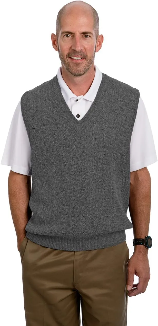 Men's V-Neck Links Sweater Vest - 100% Alpaca Wool