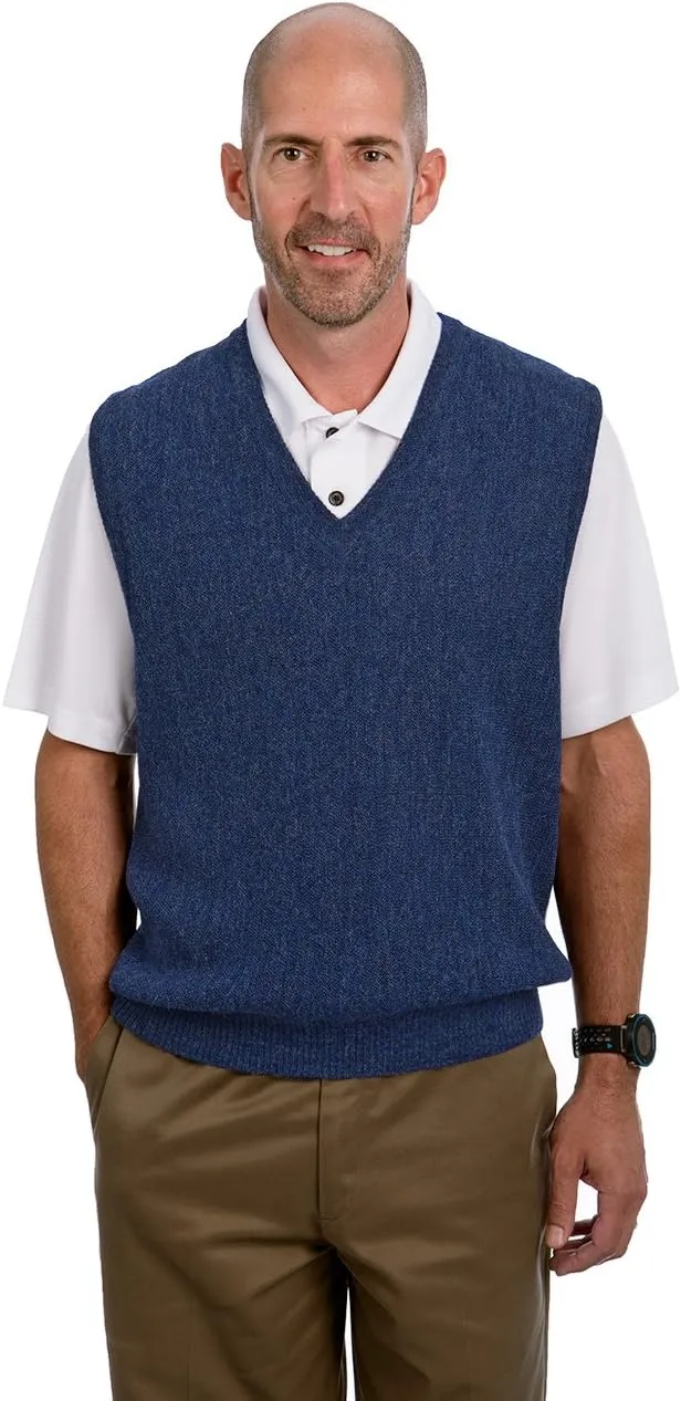 Men's V-Neck Links Sweater Vest - 100% Alpaca Wool