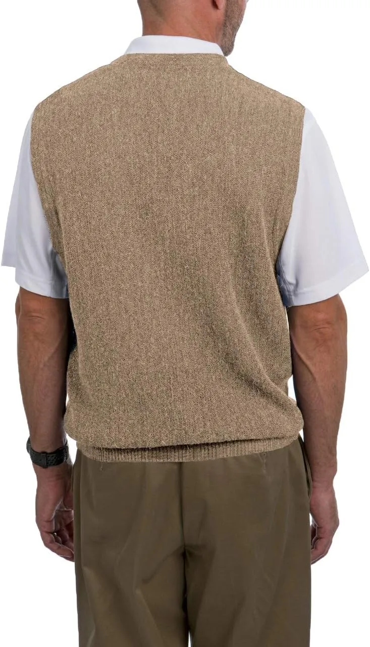 Men's V-Neck Links Sweater Vest - 100% Alpaca Wool