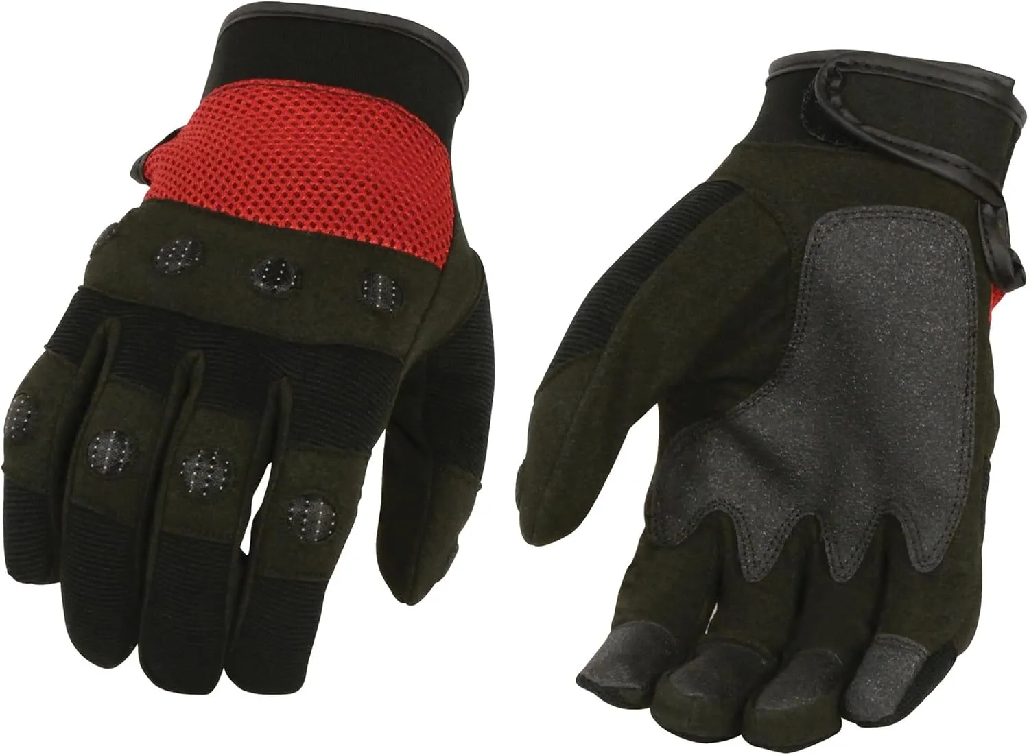 Milwaukee Leather SH761 Men's Padded Knuckle Mechanics Glove w/Amara Palm Black, Red or Grey