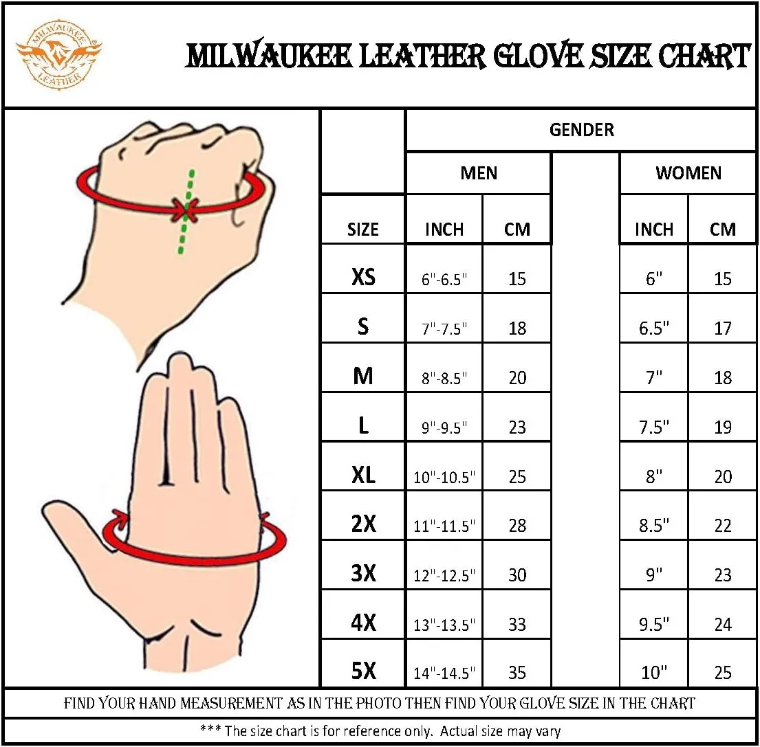Milwaukee Leather SH761 Men's Padded Knuckle Mechanics Glove w/Amara Palm Black, Red or Grey
