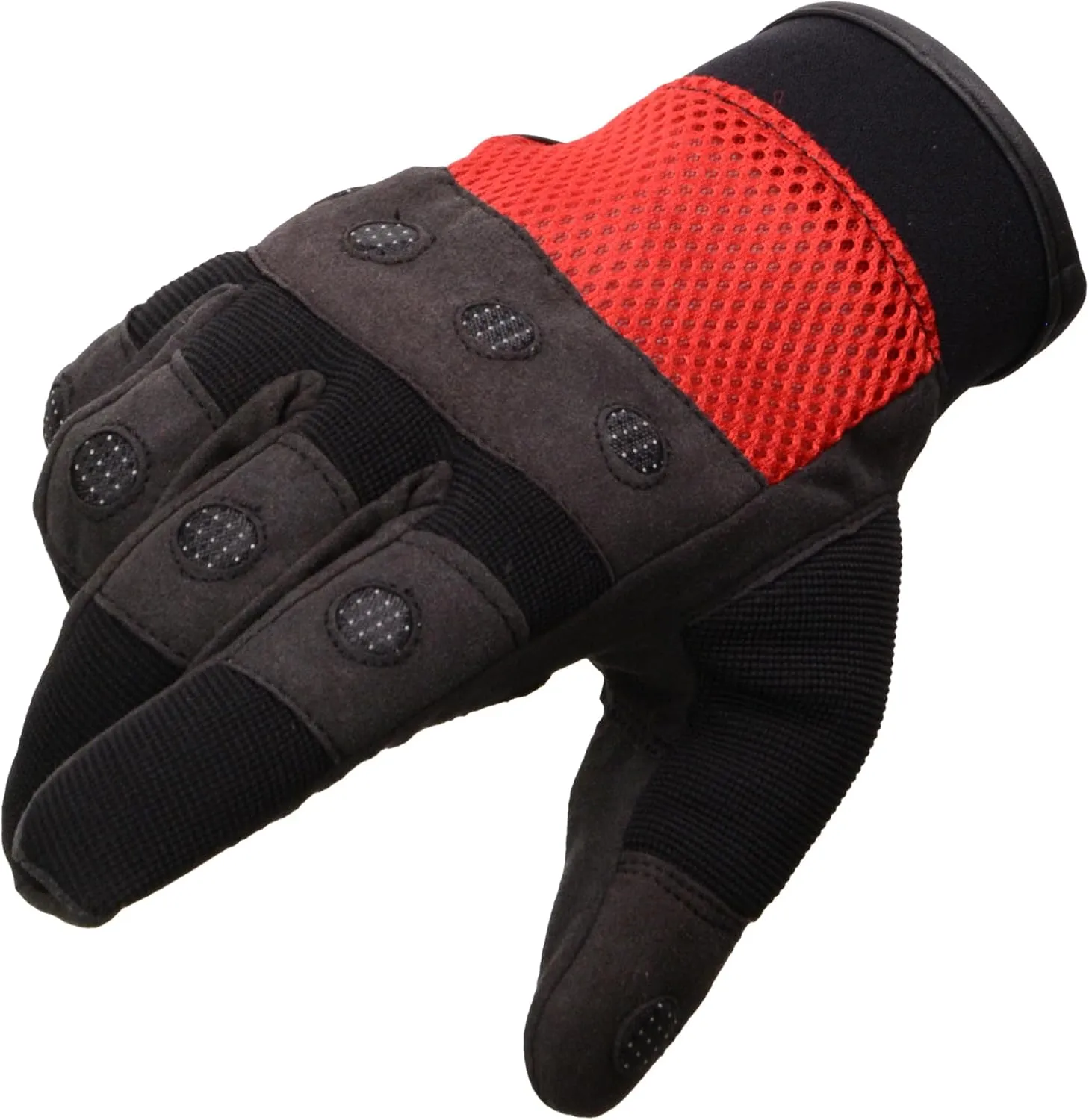 Milwaukee Leather SH761 Men's Padded Knuckle Mechanics Glove w/Amara Palm Black, Red or Grey