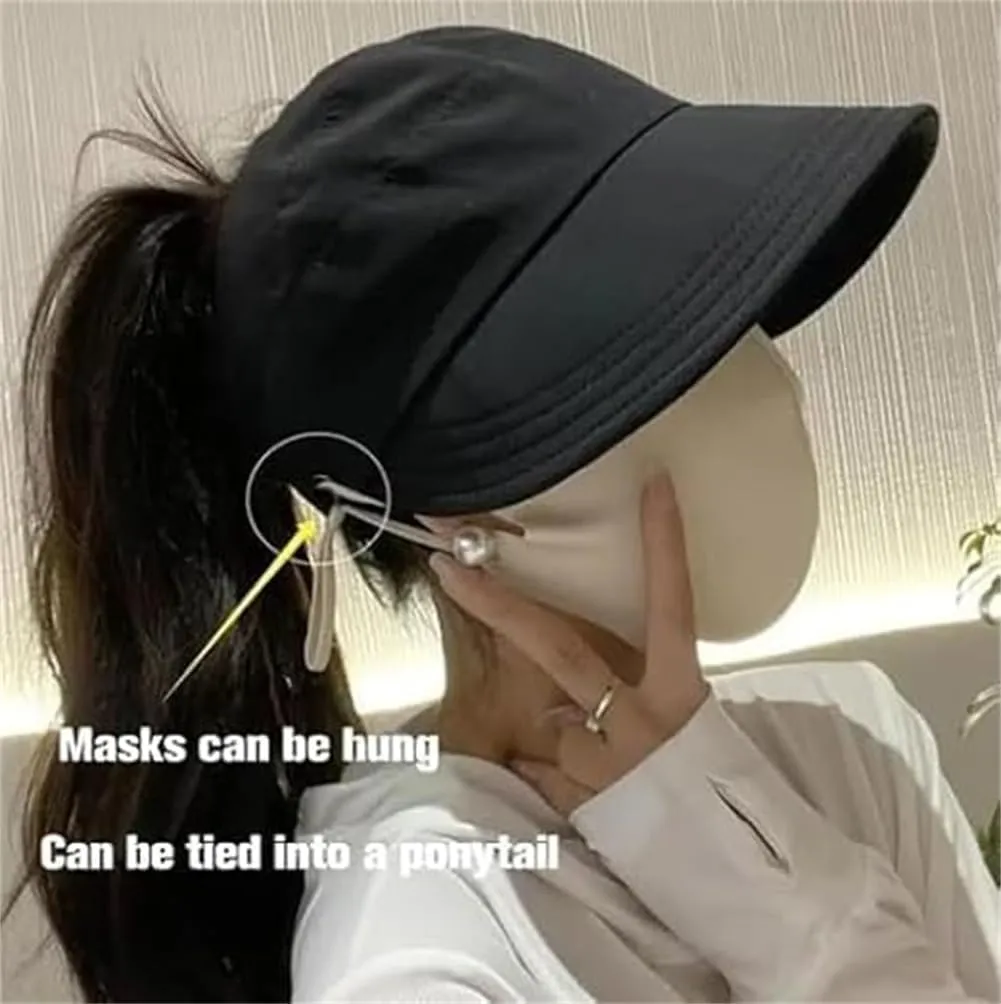Outdoor UV Protection Hollow Top Sun Hat Wide Brim Sun hat with Ponytail Hole Wide Brim Beach Packable