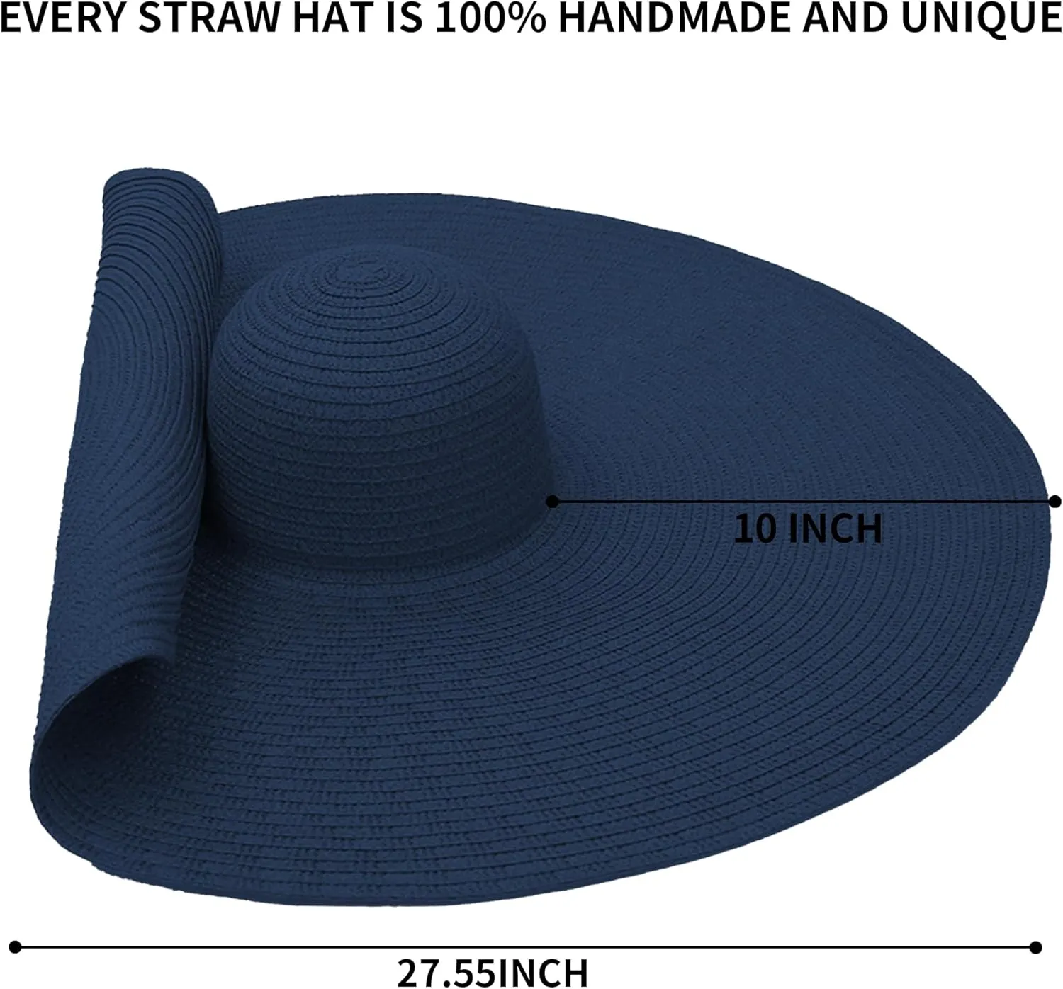 Oversized Beach Straw Hats for Women Extra Large Wide Brim Beach Hat Foldable Roll up Floppy Sun Hat Summer UV Protection