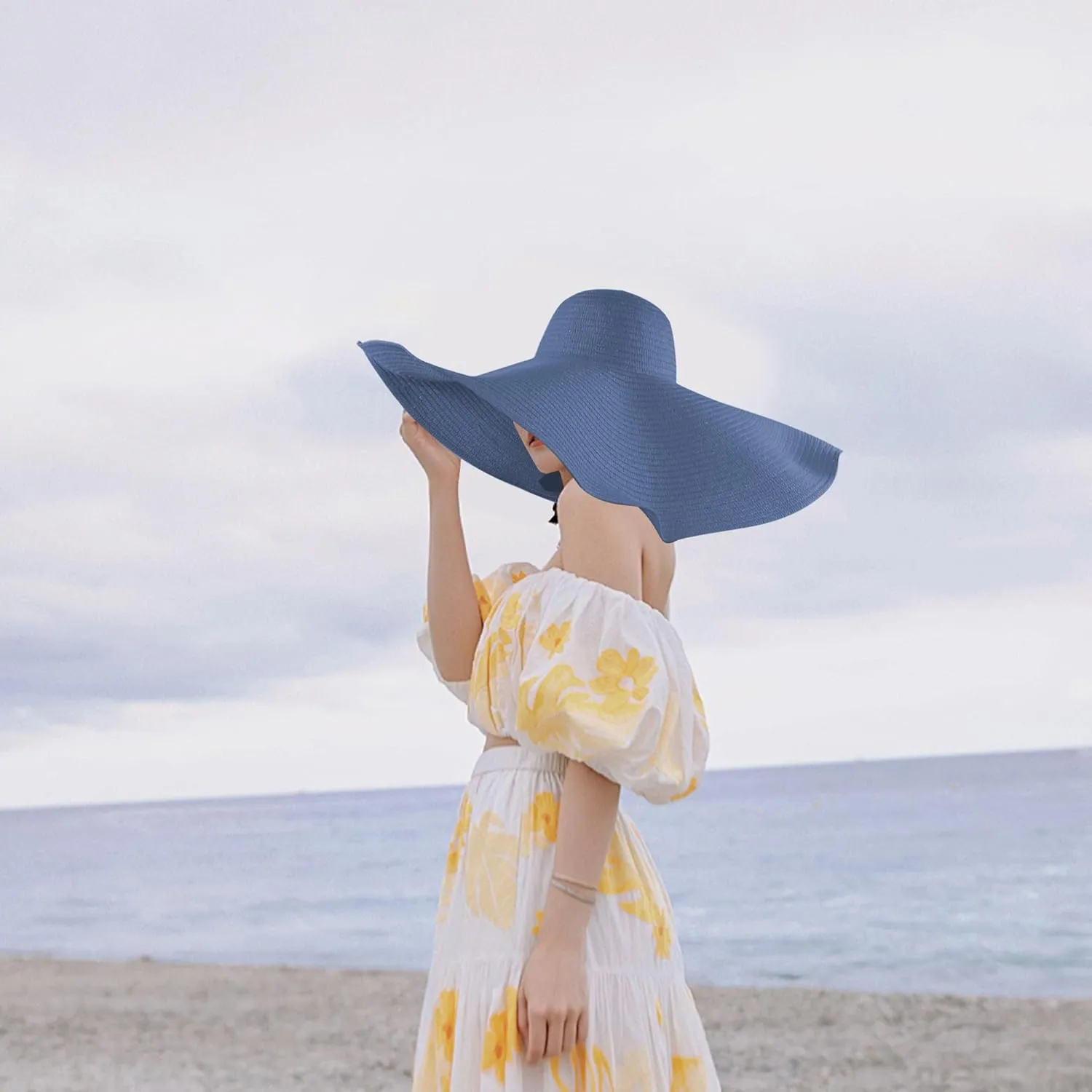 Oversized Beach Straw Hats for Women Extra Large Wide Brim Beach Hat Foldable Roll up Floppy Sun Hat Summer UV Protection