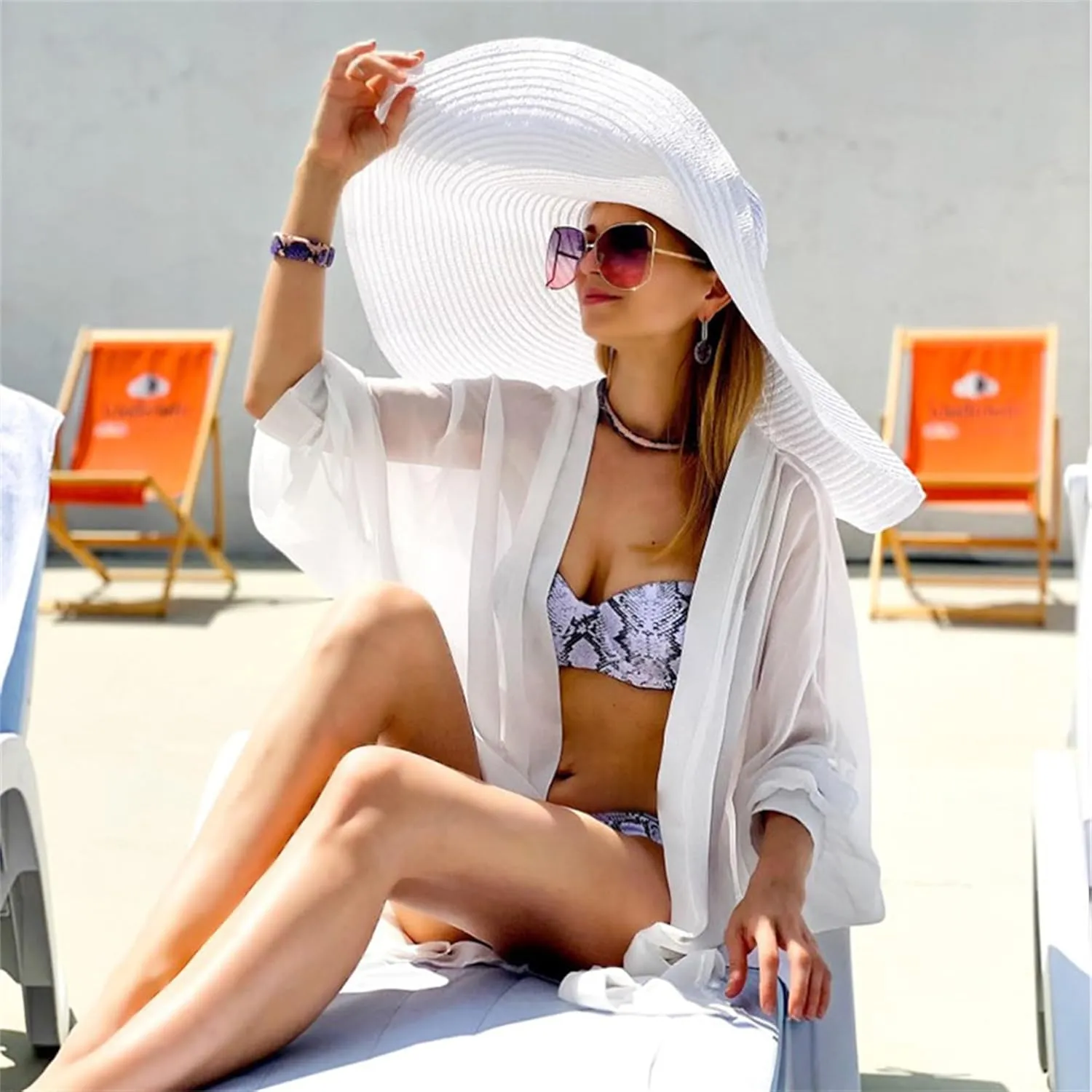 Oversized Beach Straw Hats for Women Extra Large Wide Brim Beach Hat Foldable Roll up Floppy Sun Hat Summer UV Protection