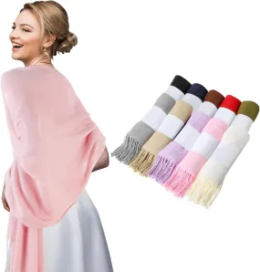 Ramede 50 Pack Pashmina Shawls and Wraps 79 x 28 Inch Bulk Wedding Favors Bridal Shawls Gifts for Guests with Thank You Cards