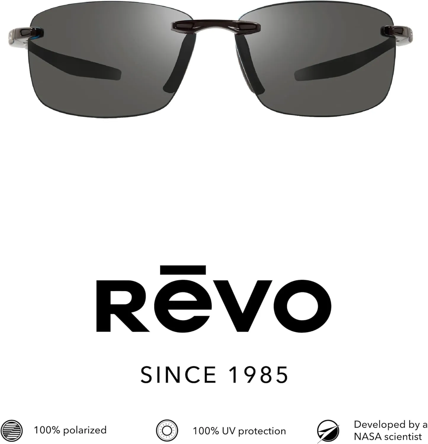 Revo Sunglasses Descend XL: Polarized Lens with Large Rimless Rectangle Frame