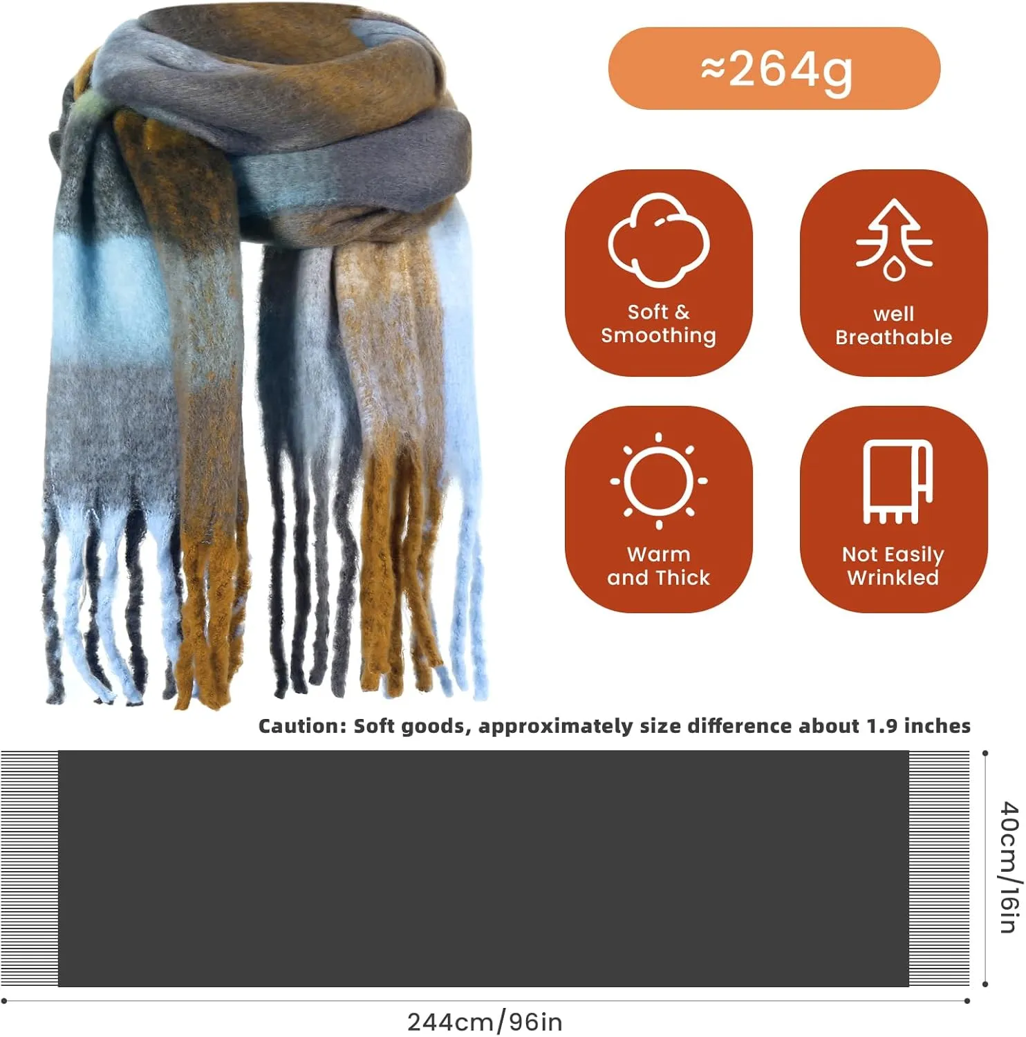 Scarf for Women Cashmere Scarves Pashmina Shawls Wraps Super Soft Classic Winter Scarfs for Evening Dresses Gifts