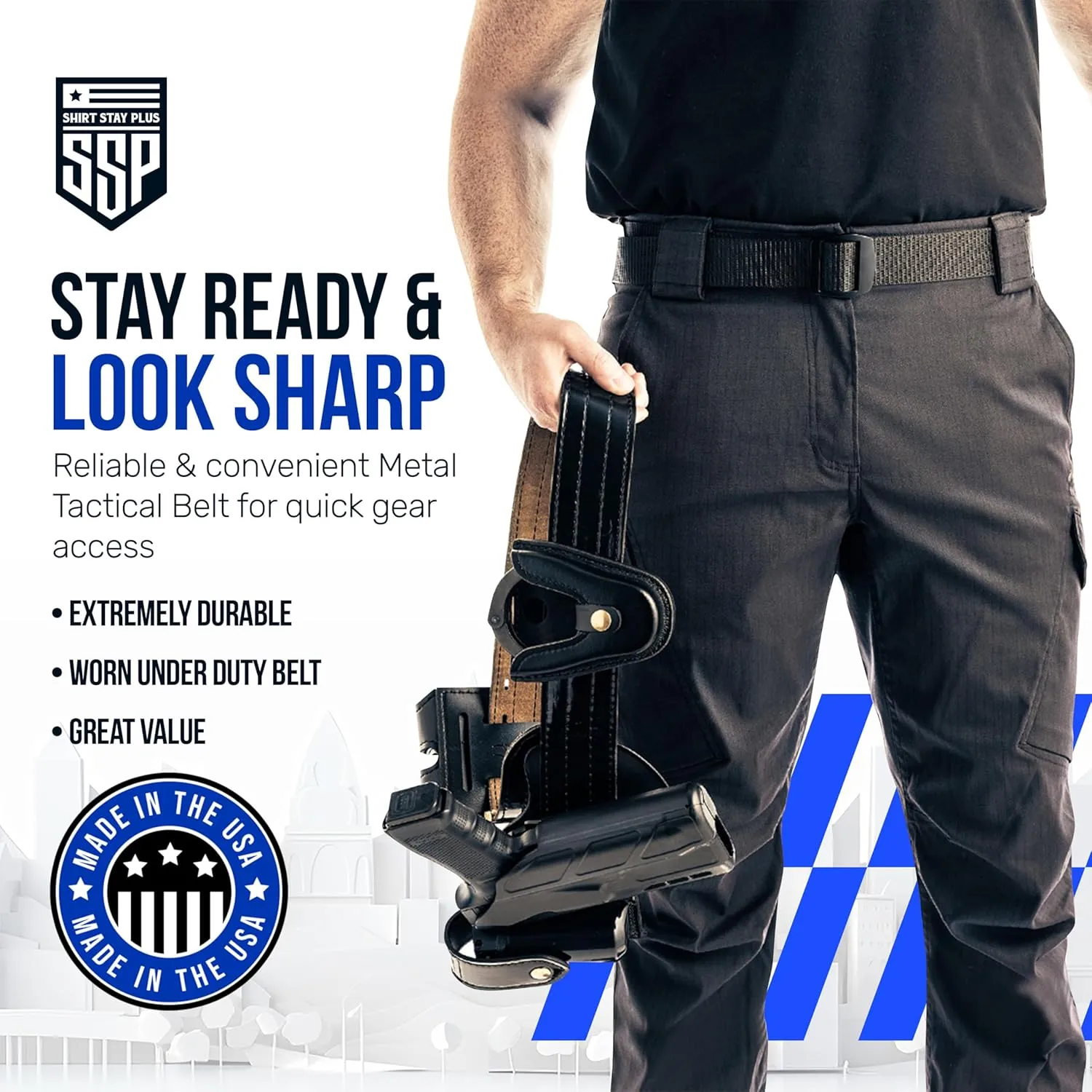 Shirt Stay Plus- Tactical Belt for Men Police and Military - Professional Grade Heavy Duty Tactical Gear