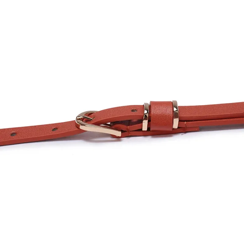 Skinny Solid PU Leather Dress Belt