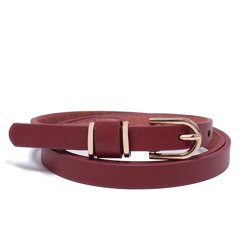 Skinny Solid PU Leather Dress Belt