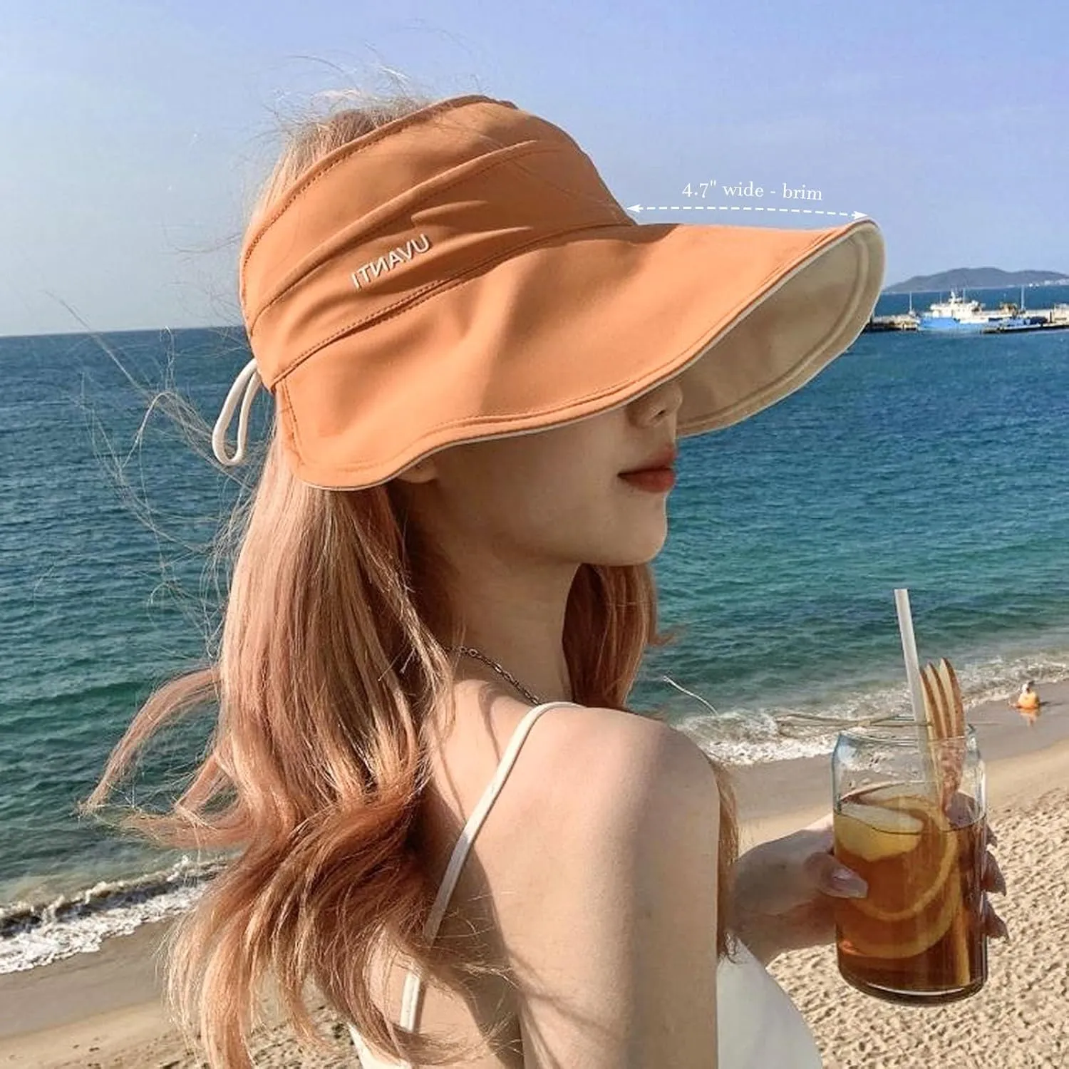 Sun Hats for Womens Wide Brim UV Protection Fishing Hats Packable Reversible Hollow Top Sun Hat for Women onytail Black