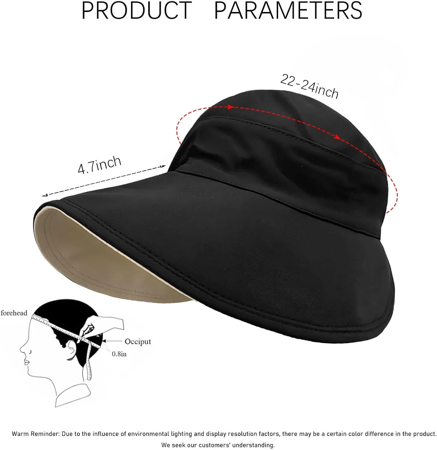 Sun Hats for Womens Wide Brim UV Protection Fishing Hats Packable Reversible Hollow Top Sun Hat for Women onytail Black