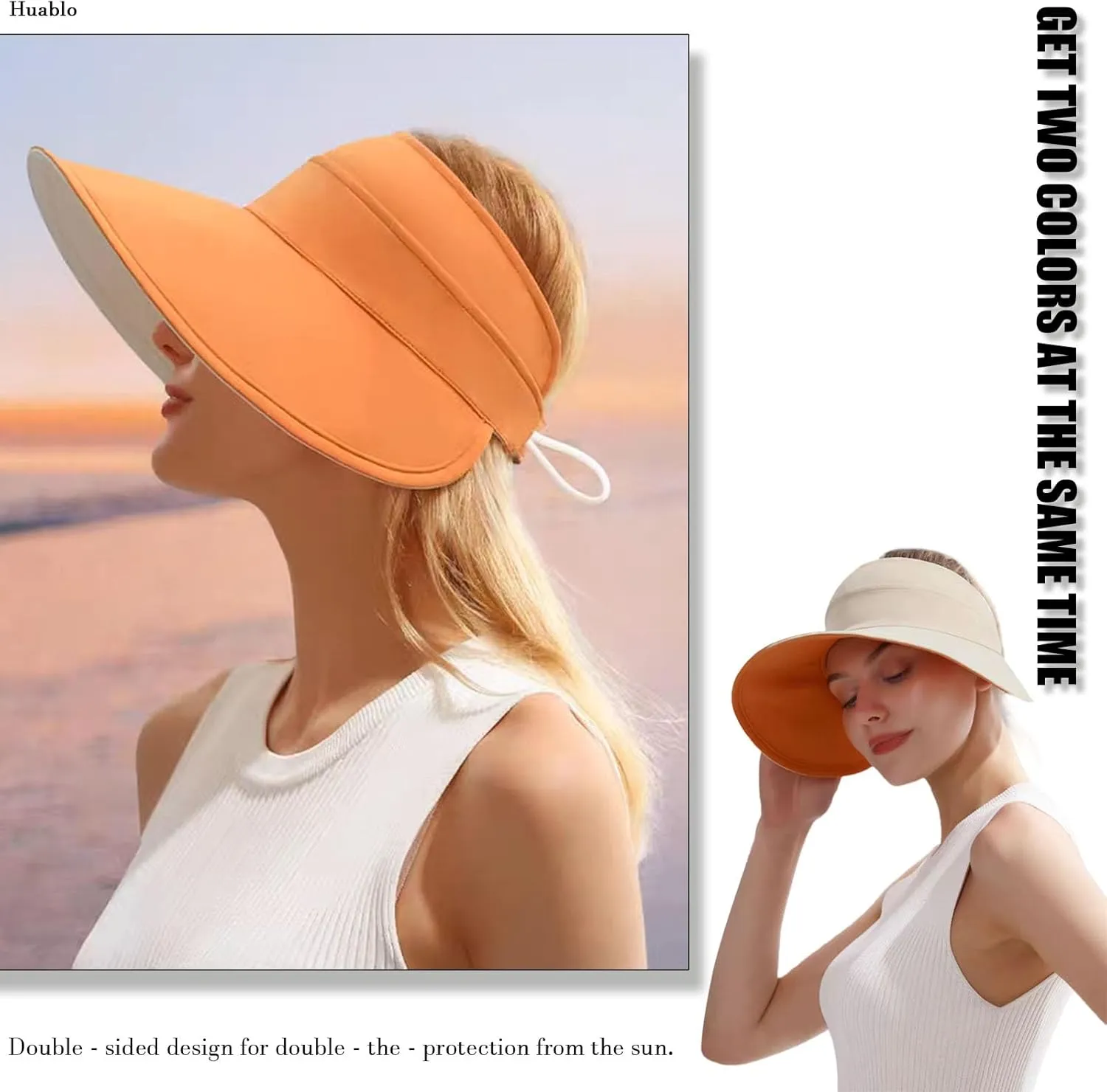 Sun Hats for Womens Wide Brim UV Protection Fishing Hats Packable Reversible Hollow Top Sun Hat for Women onytail Black