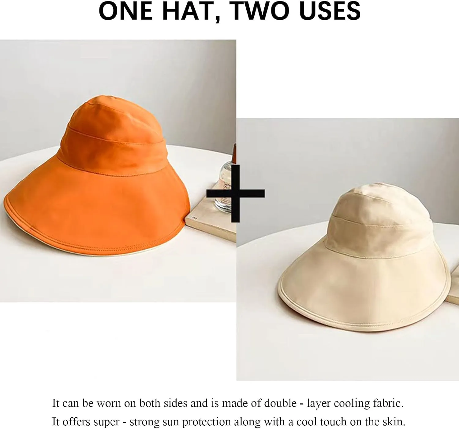 Sun Hats for Womens Wide Brim UV Protection Fishing Hats Packable Reversible Hollow Top Sun Hat for Women onytail Black