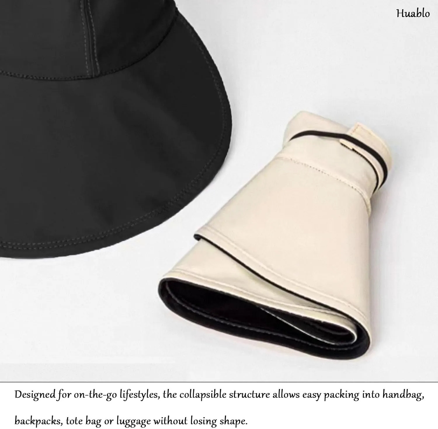 Sun Hats for Womens Wide Brim UV Protection Fishing Hats Packable Reversible Hollow Top Sun Hat for Women onytail Black