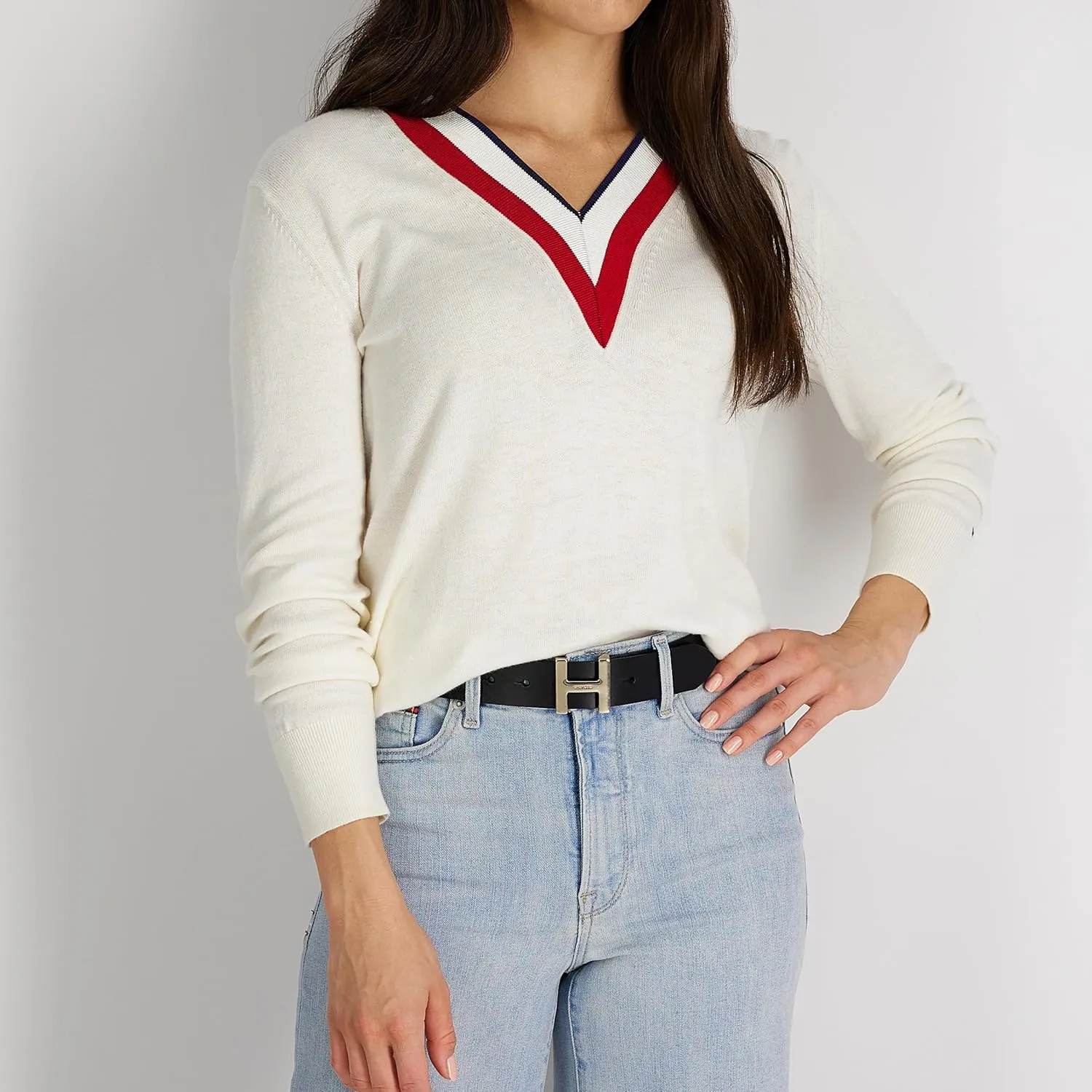 Tommy Hilfiger Women's H Monogram Plaque Buckle Casual Belt for Jeans, Trousers and Dresses
