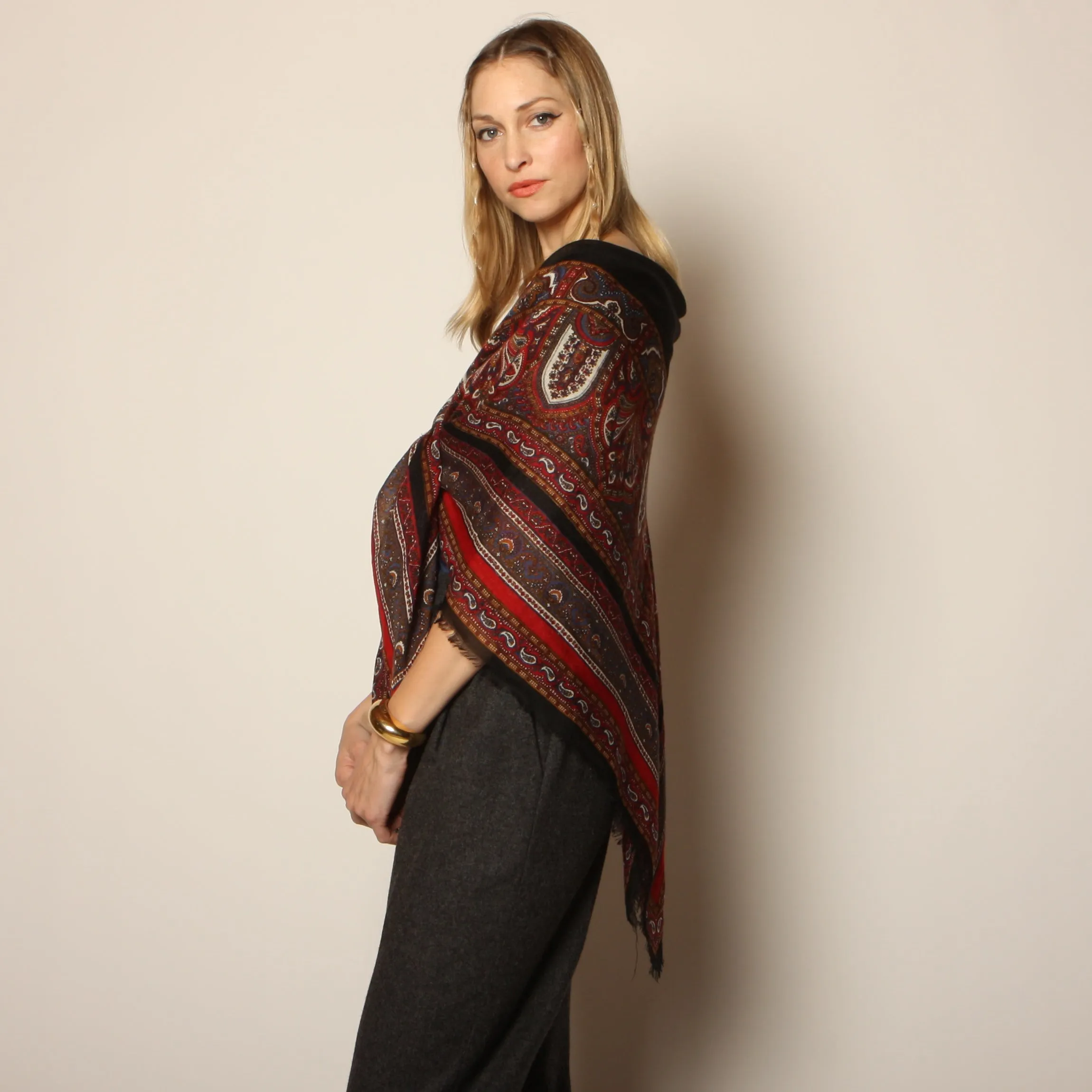 Vintage 80's YSL Oversized Paisley Shawl Scarf