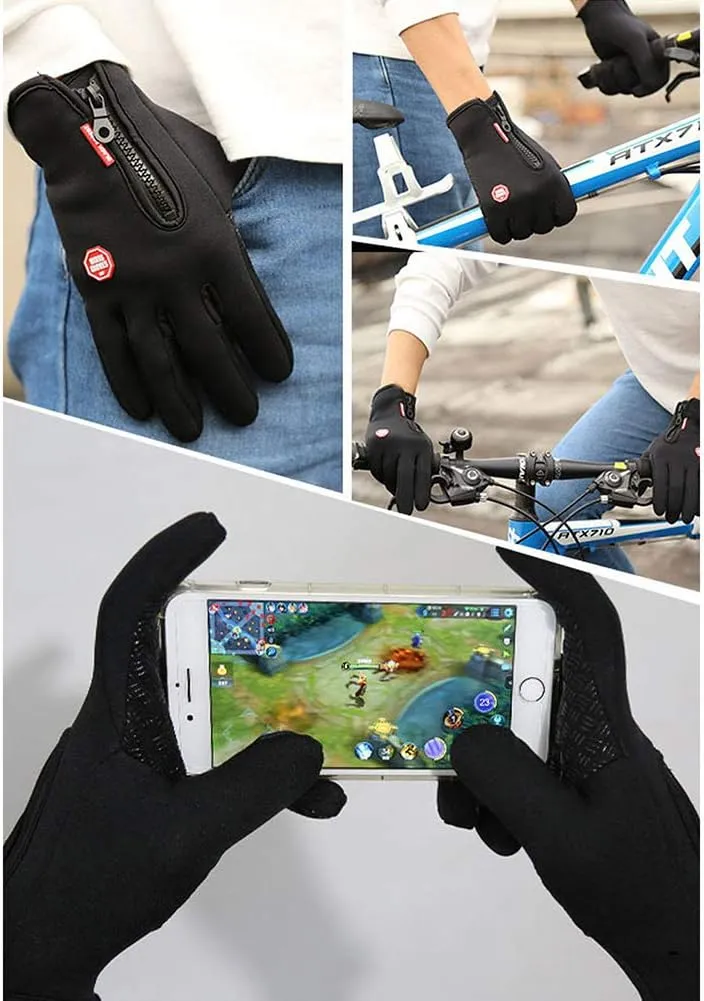 Warm Gloves, Touch Screen Winter Female Riding Outdoor Sports Windproof Mountaineering Zipper Men's Honeycomb Gloves,