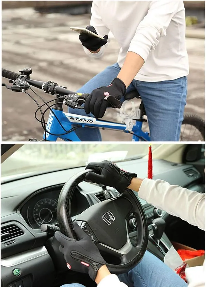 Warm Gloves, Touch Screen Winter Female Riding Outdoor Sports Windproof Mountaineering Zipper Men's Honeycomb Gloves,