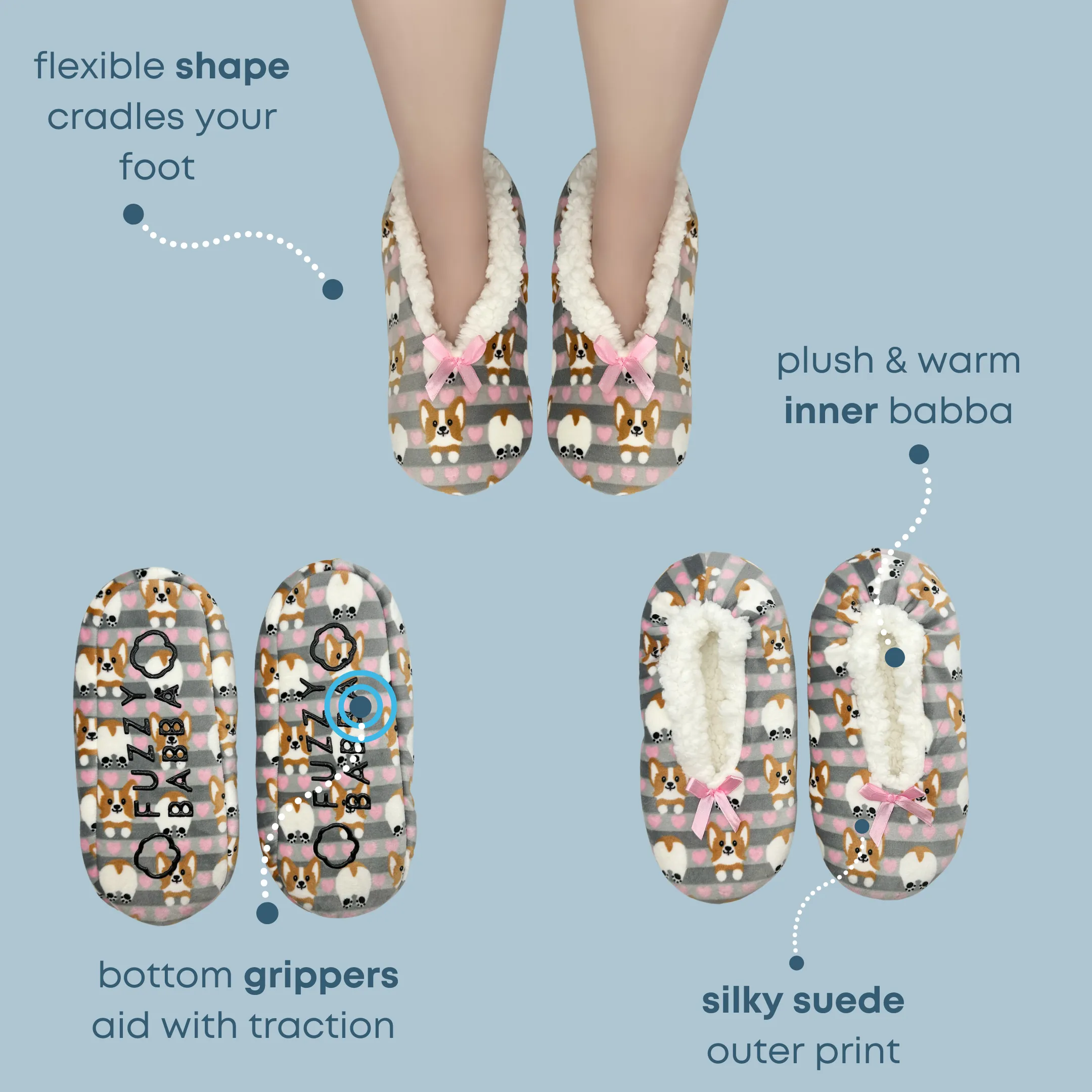 Whimsy Corgi Dog Fuzzy Babba® Slipper Socks