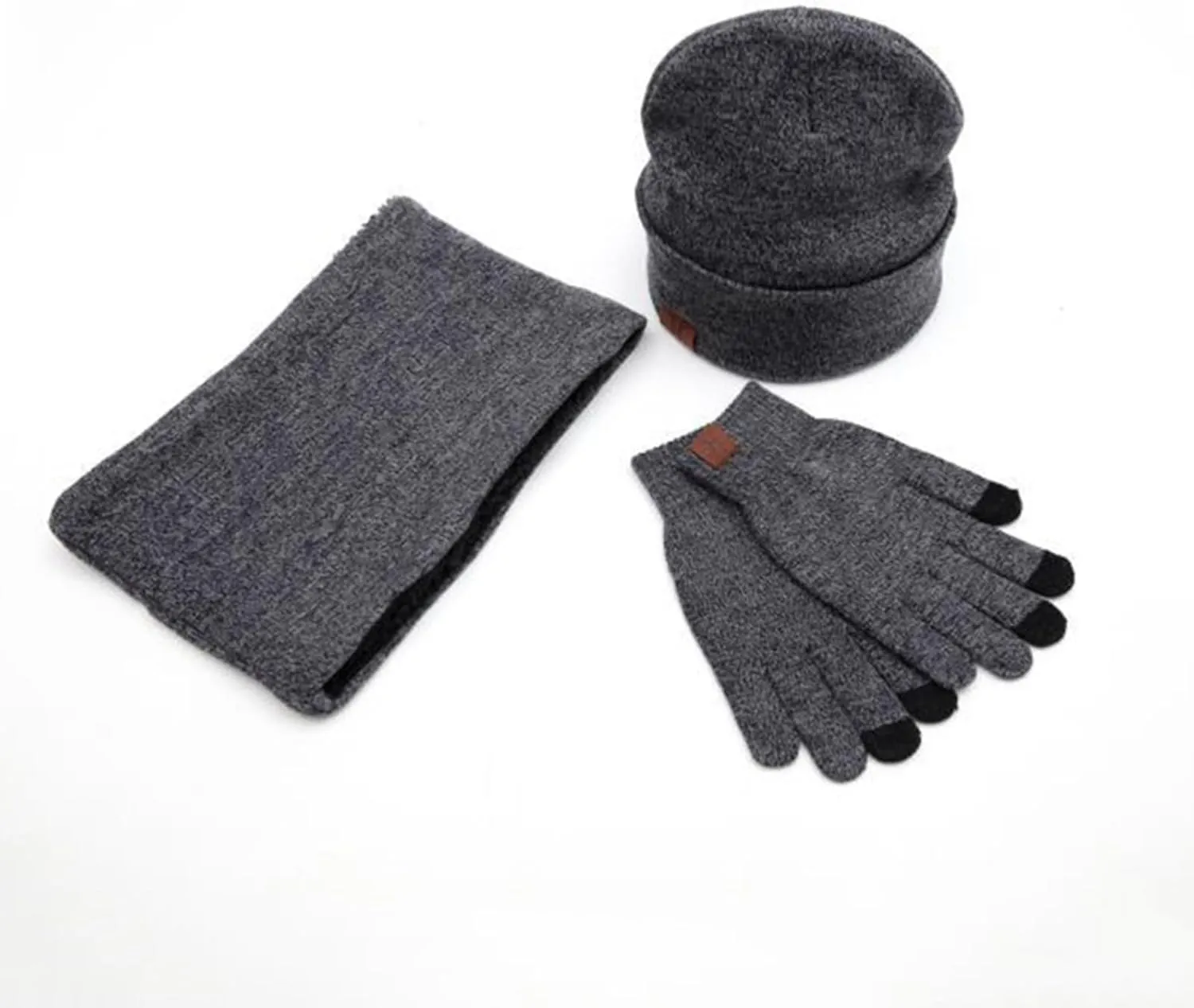 Winter Hat Scarf Glove Set for Women Warm Cable Knit Skull Cap Hats Thermal Soft Neck Scarves Touchscreen Gloves 3 Pcs