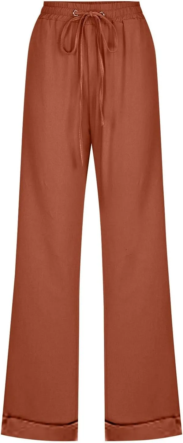 Women's Linen Summer Trousers Casual Lightweight Cotton Linen Trousers Fabric Trousers Airy Leisure Beach Trousers