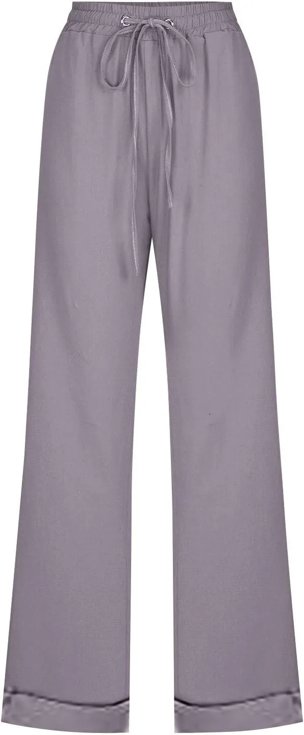 Women's Linen Summer Trousers Casual Lightweight Cotton Linen Trousers Fabric Trousers Airy Leisure Beach Trousers