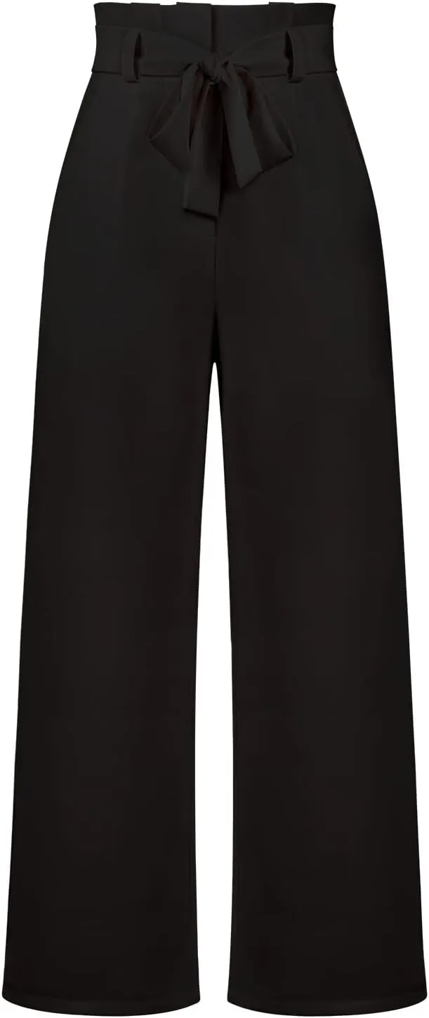 Women's Wide Leg Pants High Elastic Waisted in The Back Business Work Trousers Long Straight Suit Pants