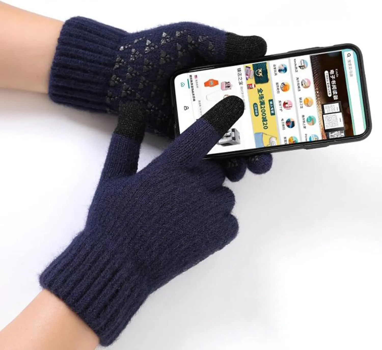 Women's Winter Touchscreen Gloves Elastic Cuff Texting Gloves Winter Warm Lined Knit Gloves
