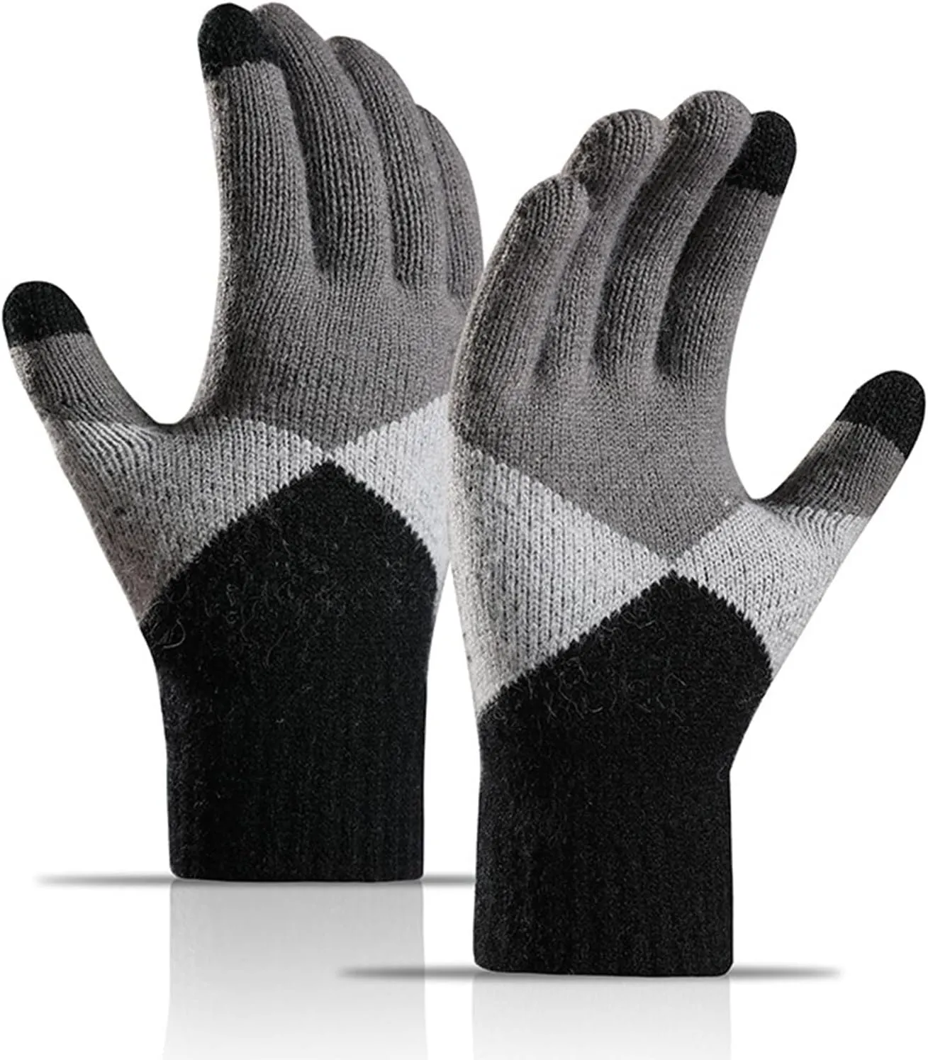 Women's Winter Touchscreen Gloves Elastic Cuff Texting Gloves Winter Warm Lined Knit Gloves