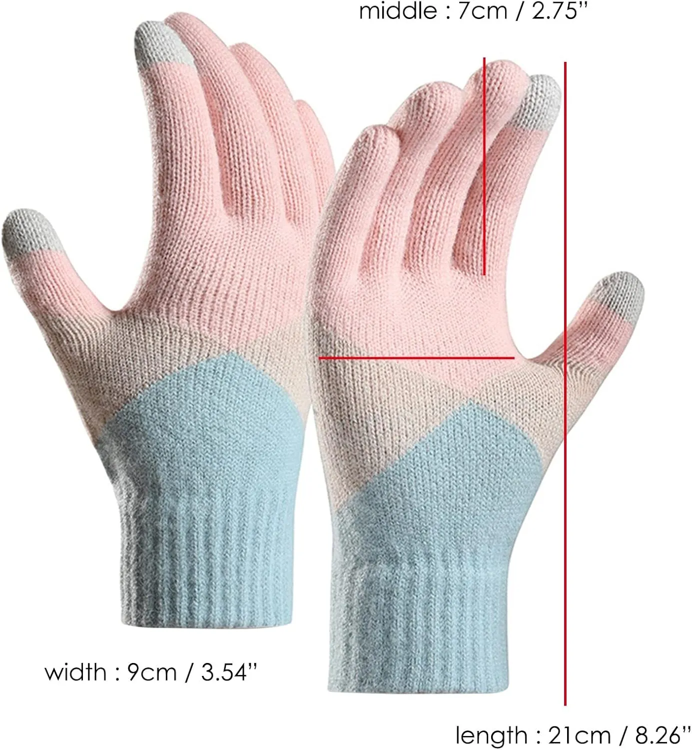 Women's Winter Touchscreen Gloves Elastic Cuff Texting Gloves Winter Warm Lined Knit Gloves